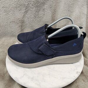 Clarks Shoes Womens 8 Cloudsteppers Sillian 2 Navy Blue Cushion Casual Slip-On